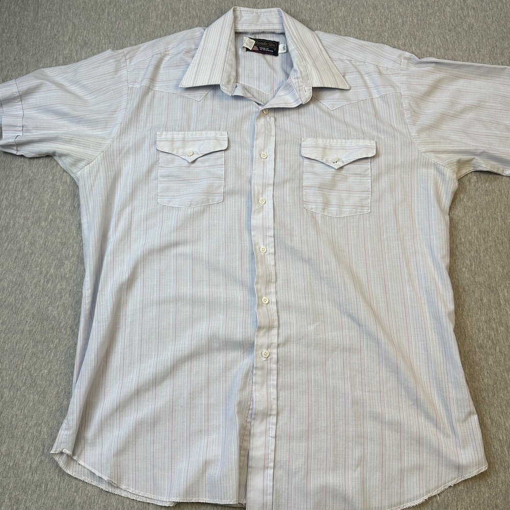 VTG Panhandle Slim Western Striped Short Sleeve Button Up - Sz XL - Rockabilly